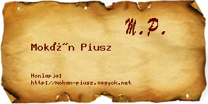 Mokán Piusz névjegykártya